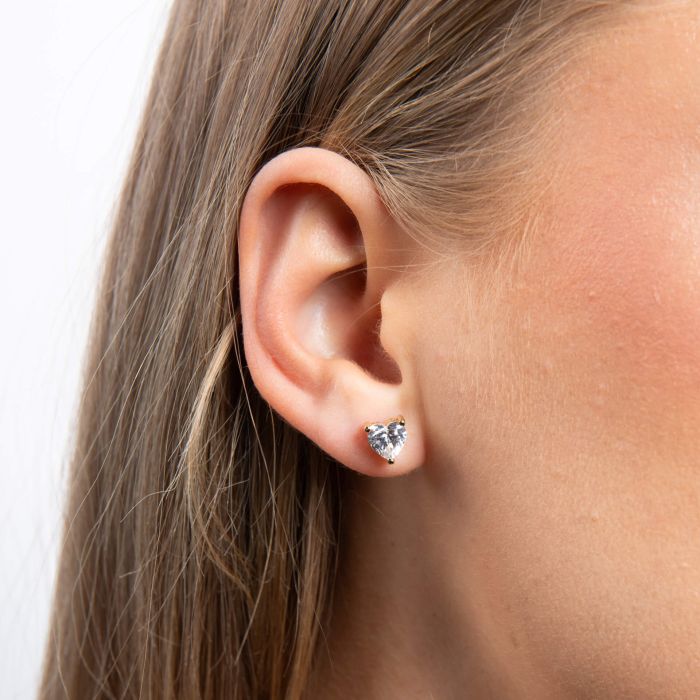 Diamonfire Solitaire Heart Shaped Zirconia Stud Earrings