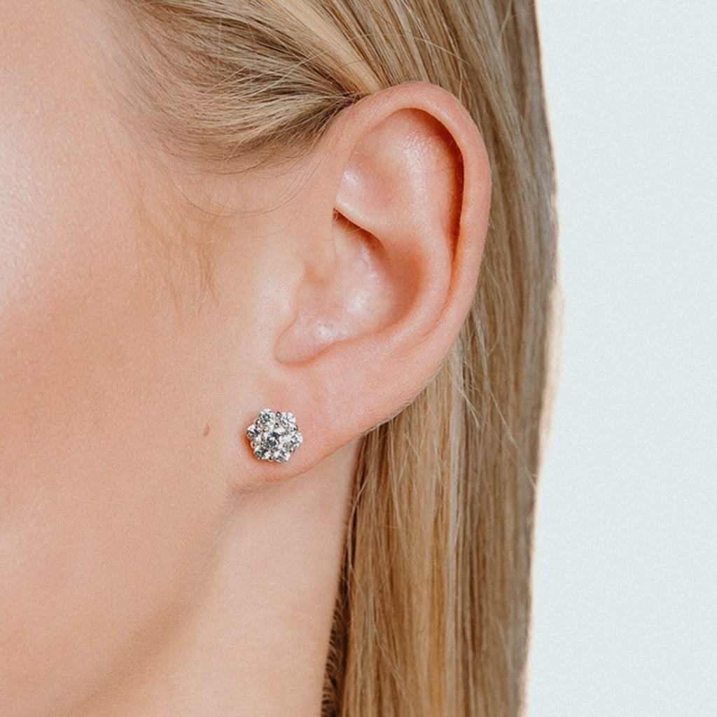 Diamonfire Flower Cluster Stud Earrings