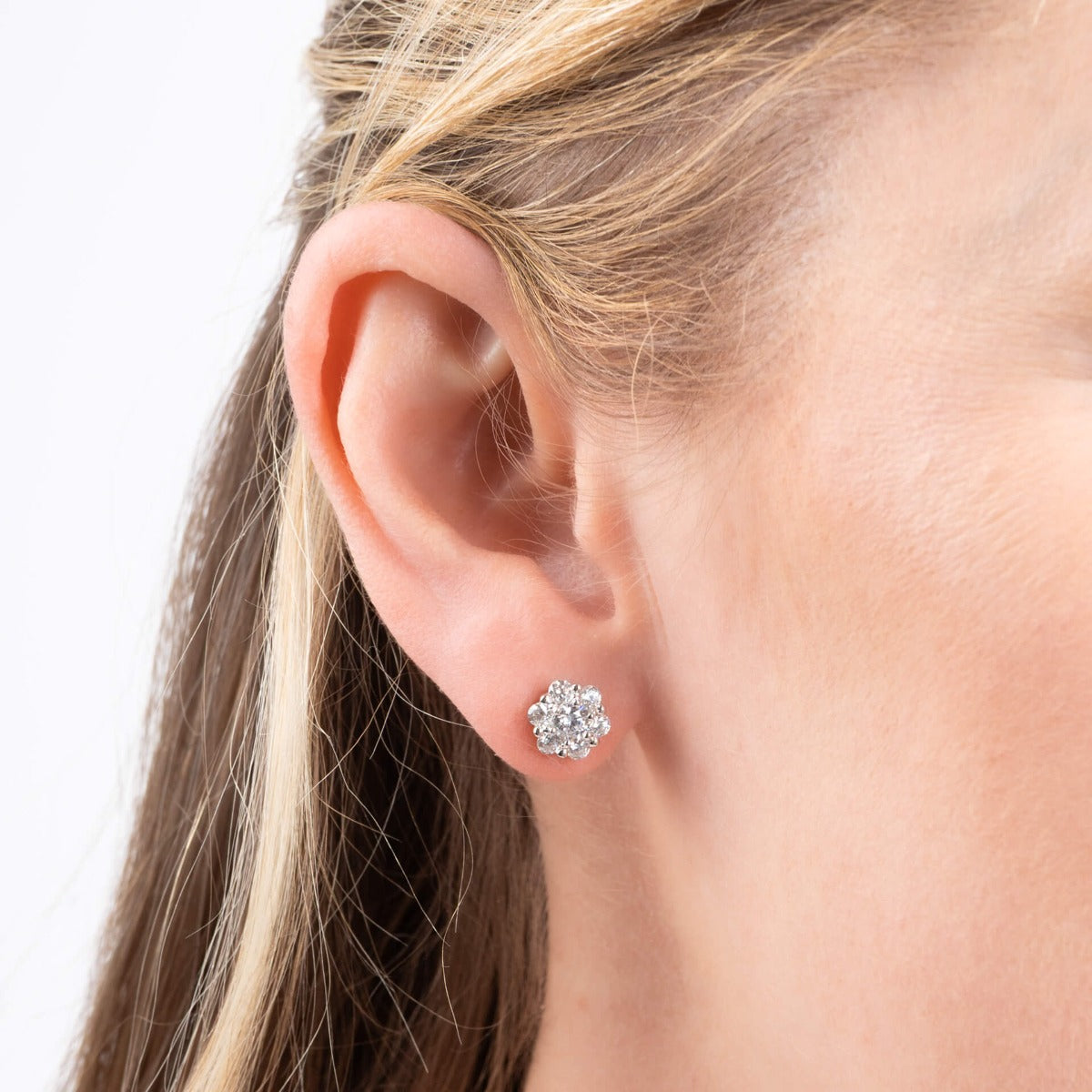Diamonfire Flower Cluster Stud Earrings
