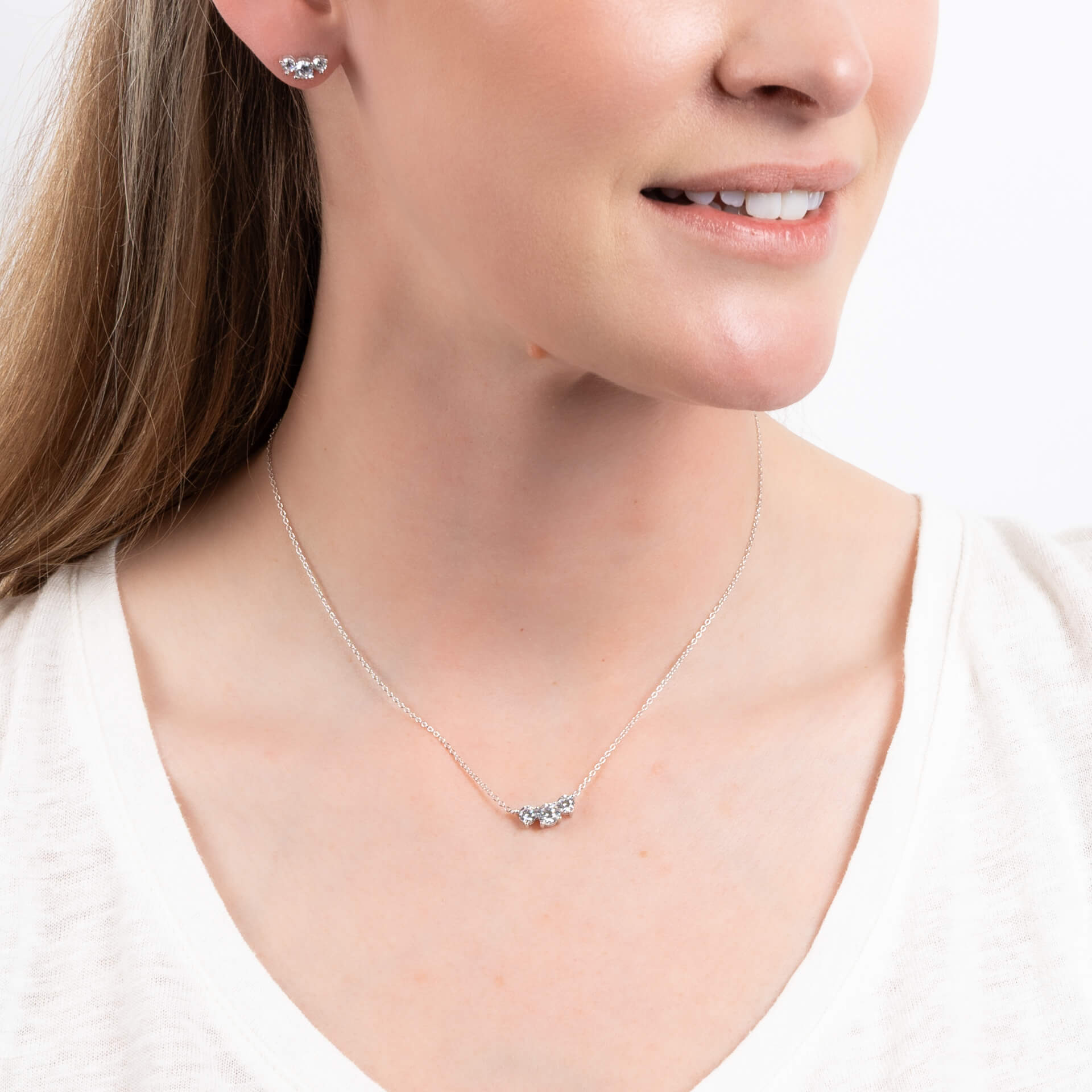 Diamonfire Trio Zirconia Stud Earrings