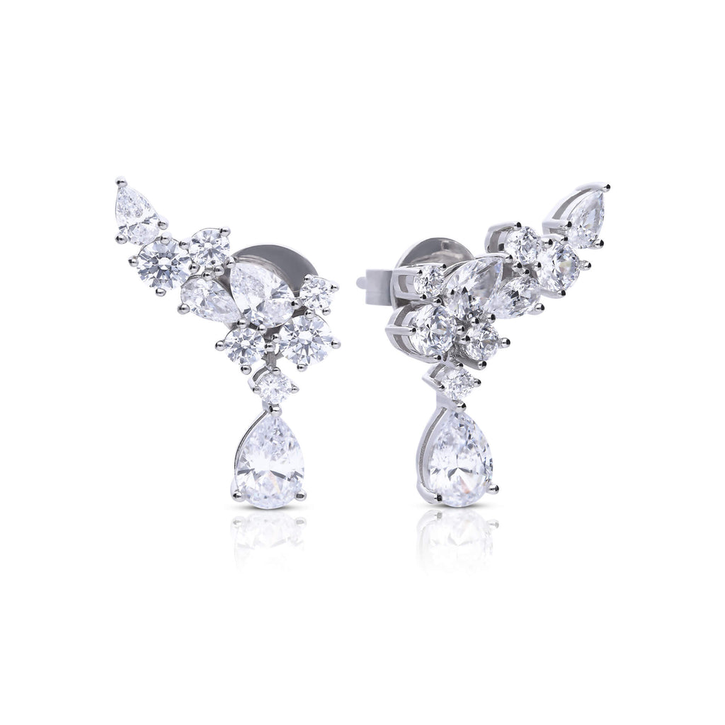 Diamonfire Statement Multi-Cut Zirconia Crawler Earrings with Drop