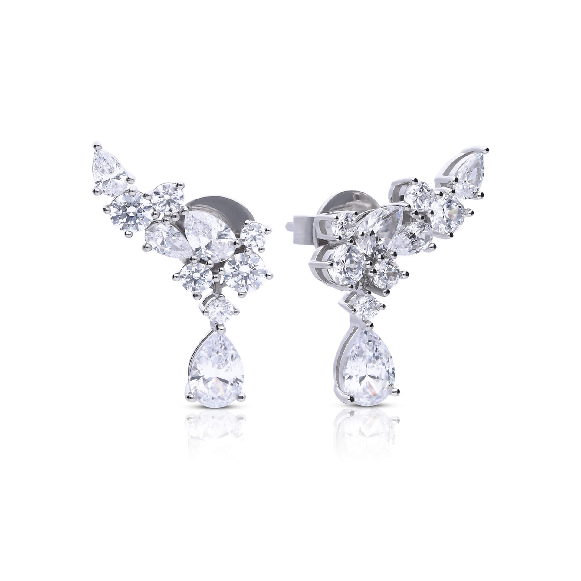 Diamonfire Statement Multi-Cut Zirconia Crawler Earrings with Drop