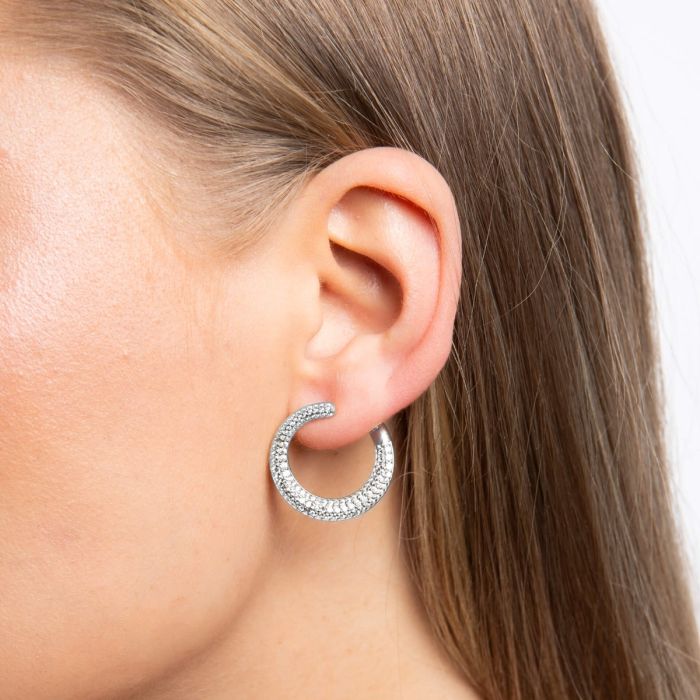 Diamonfire Pave Swirl Open Circle Earrings