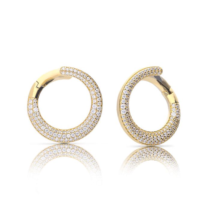 Diamonfire Pave Swirl Open Circle Earrings