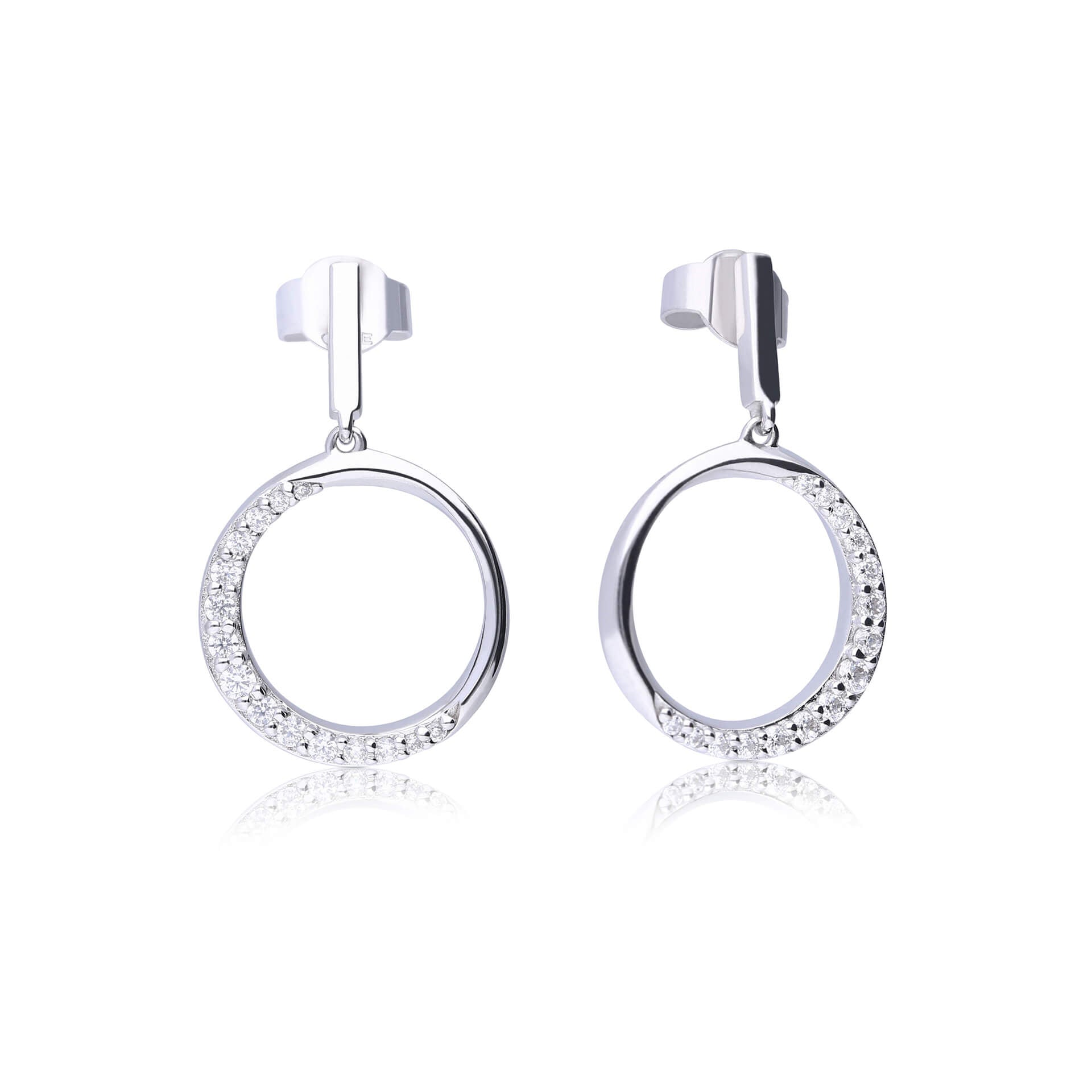 Diamonfire Half Pave Open Circle Earrings
