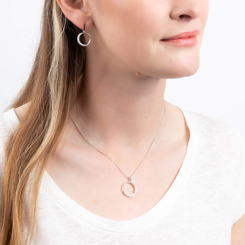 Diamonfire Half Pave Open Circle Earrings