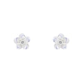 D for Diamond Carved Mother of Pearl Flower Stud Earrings with Diamond E6688W