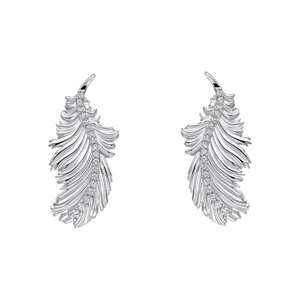 Laura Ashley Silver Plume Feather Stud Earrings