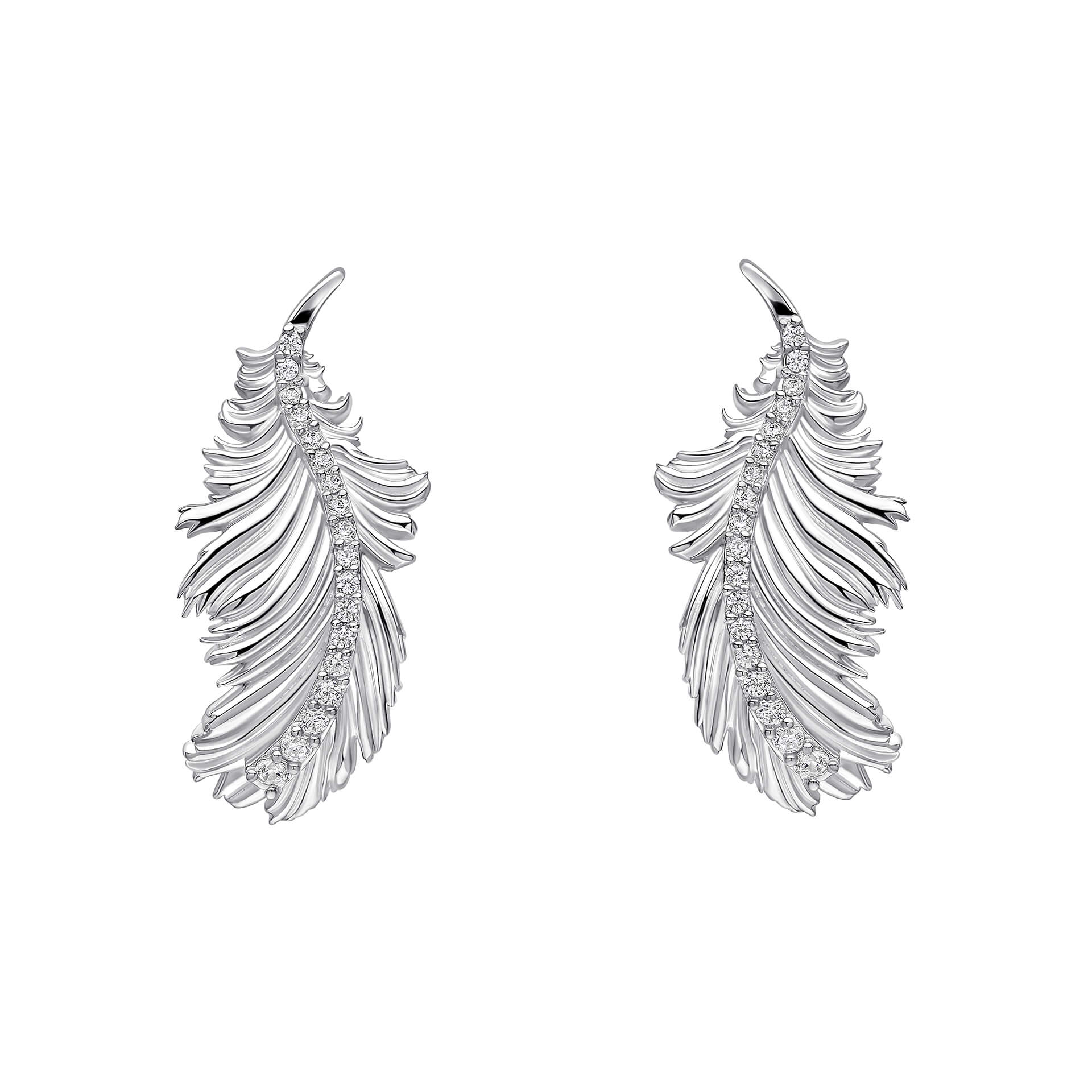 Laura Ashley Silver Plume Feather Stud Earrings