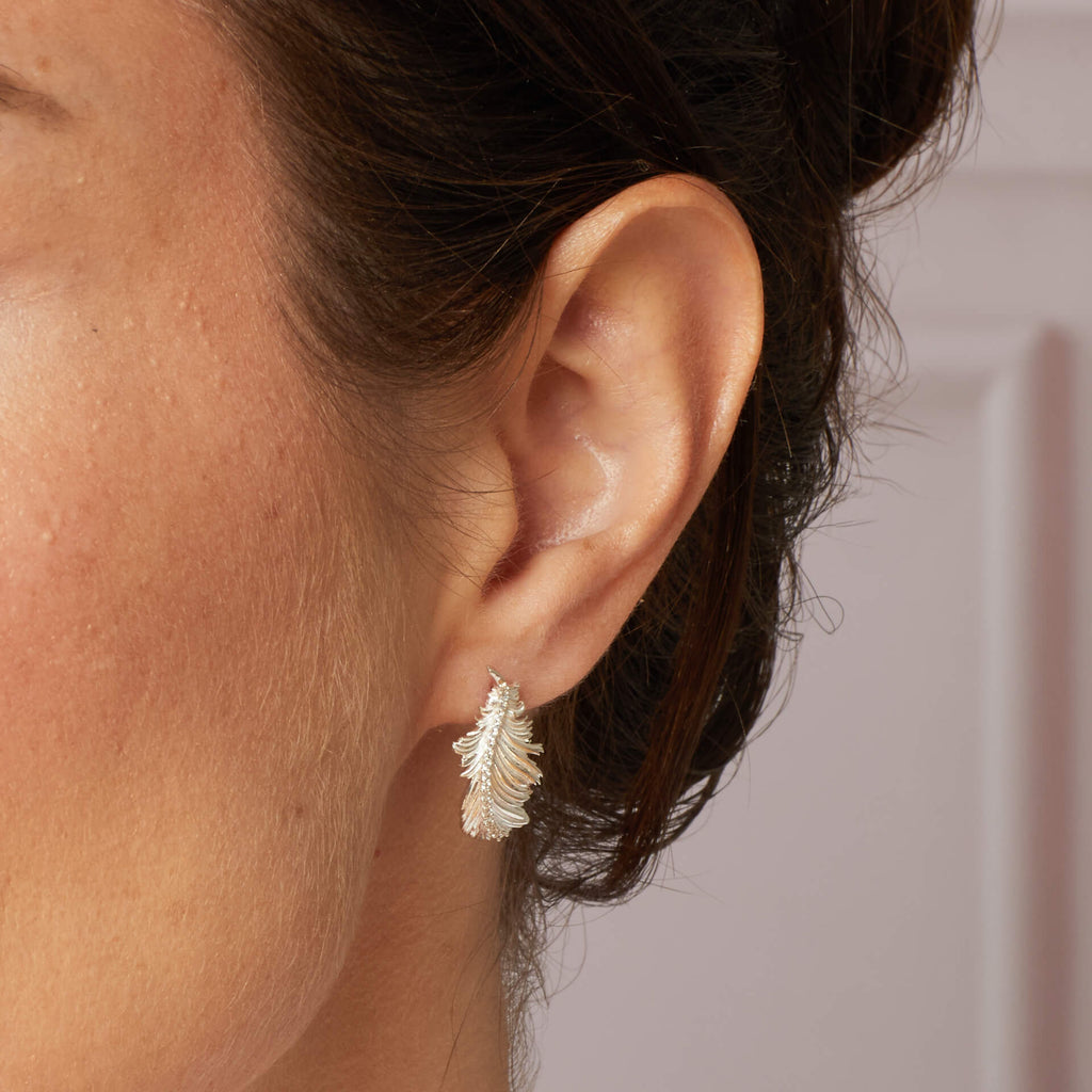 Laura Ashley Silver Plume Feather Stud Earrings