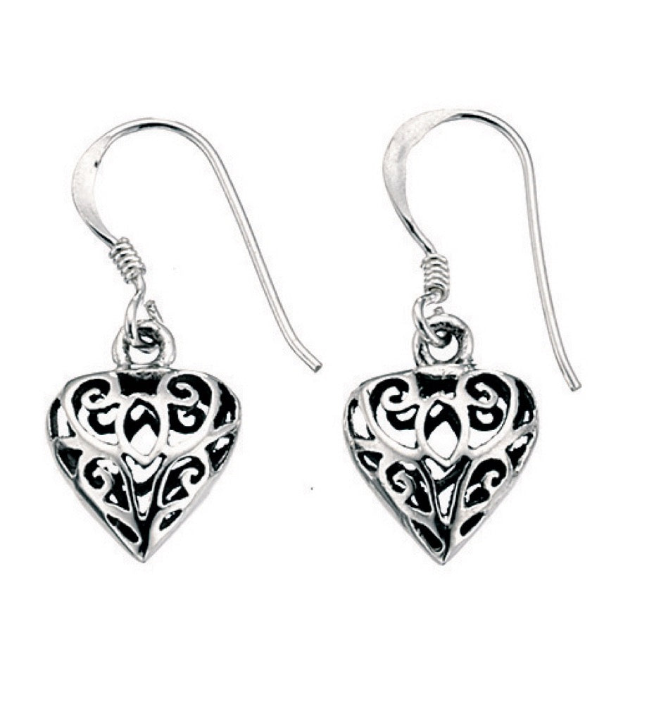 Beginnings Filigree Heart Drop Earrings