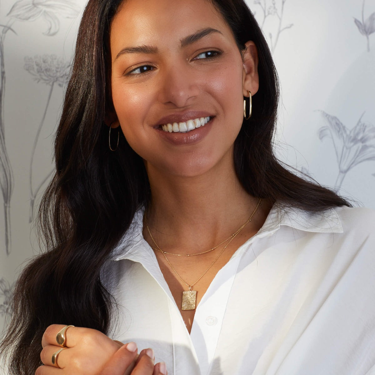 Elements Gold Open Oval 3/4 Hoop Earrings