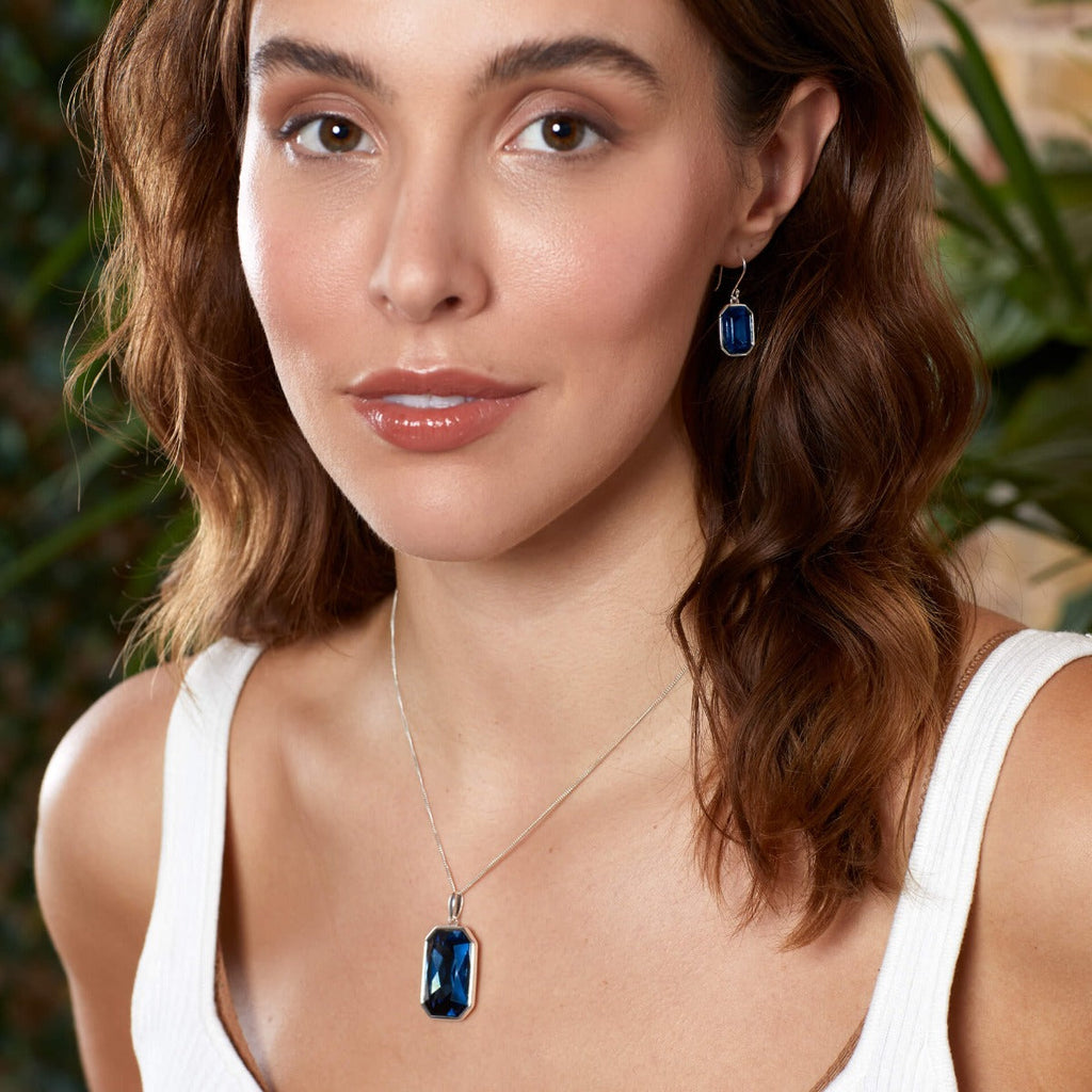 Beginnings Elongated Octagon Crystal Drop Earrings