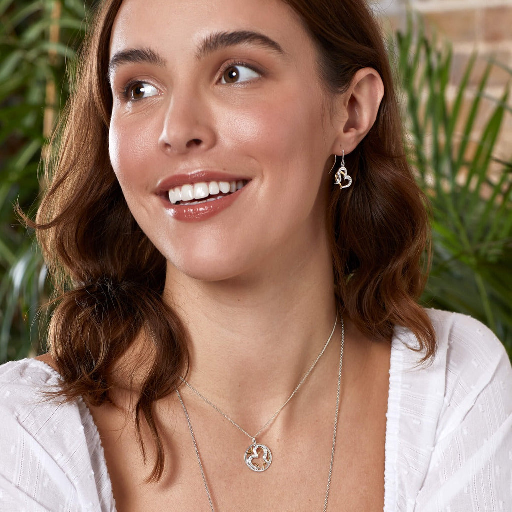 Beginnings Organic Heart Pendant with Yellow Gold Plating and Cubic Zirconia