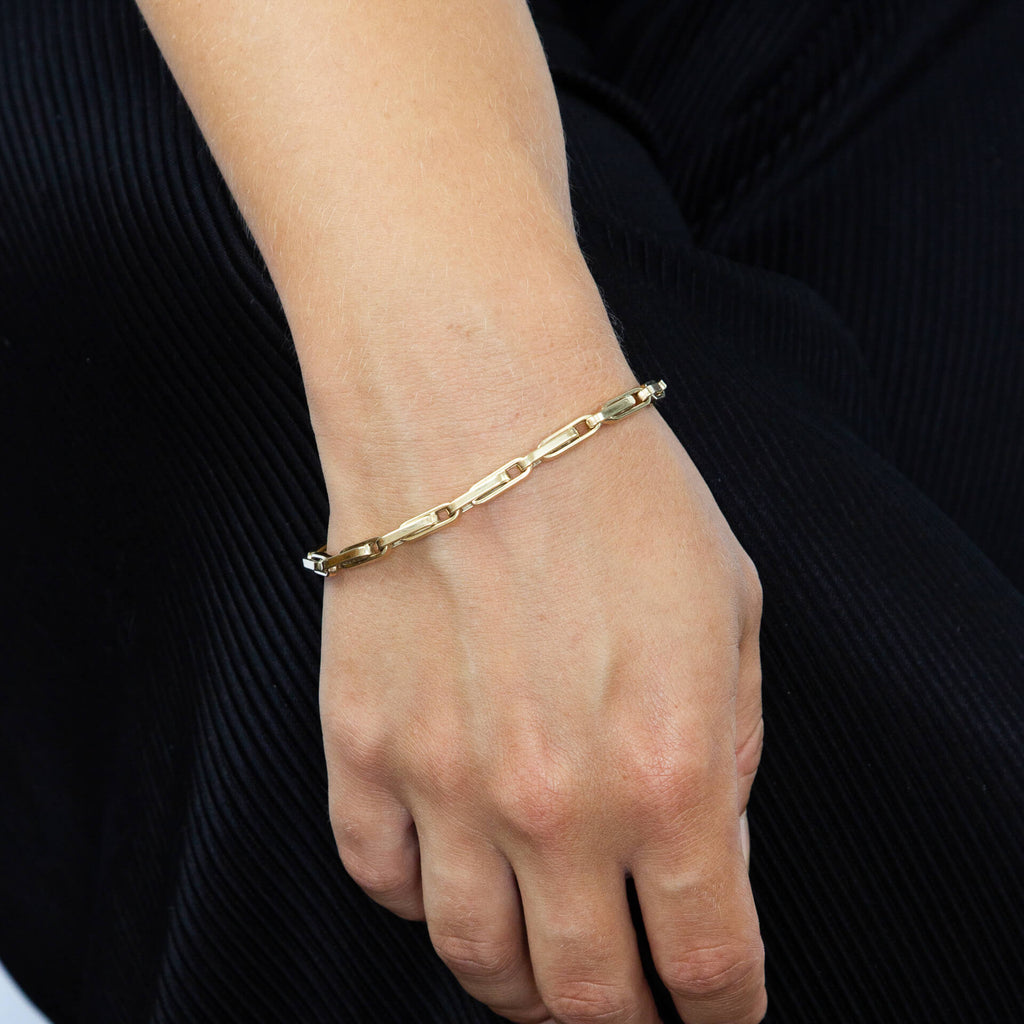 Elements Gold Long Flat Links Bracelet