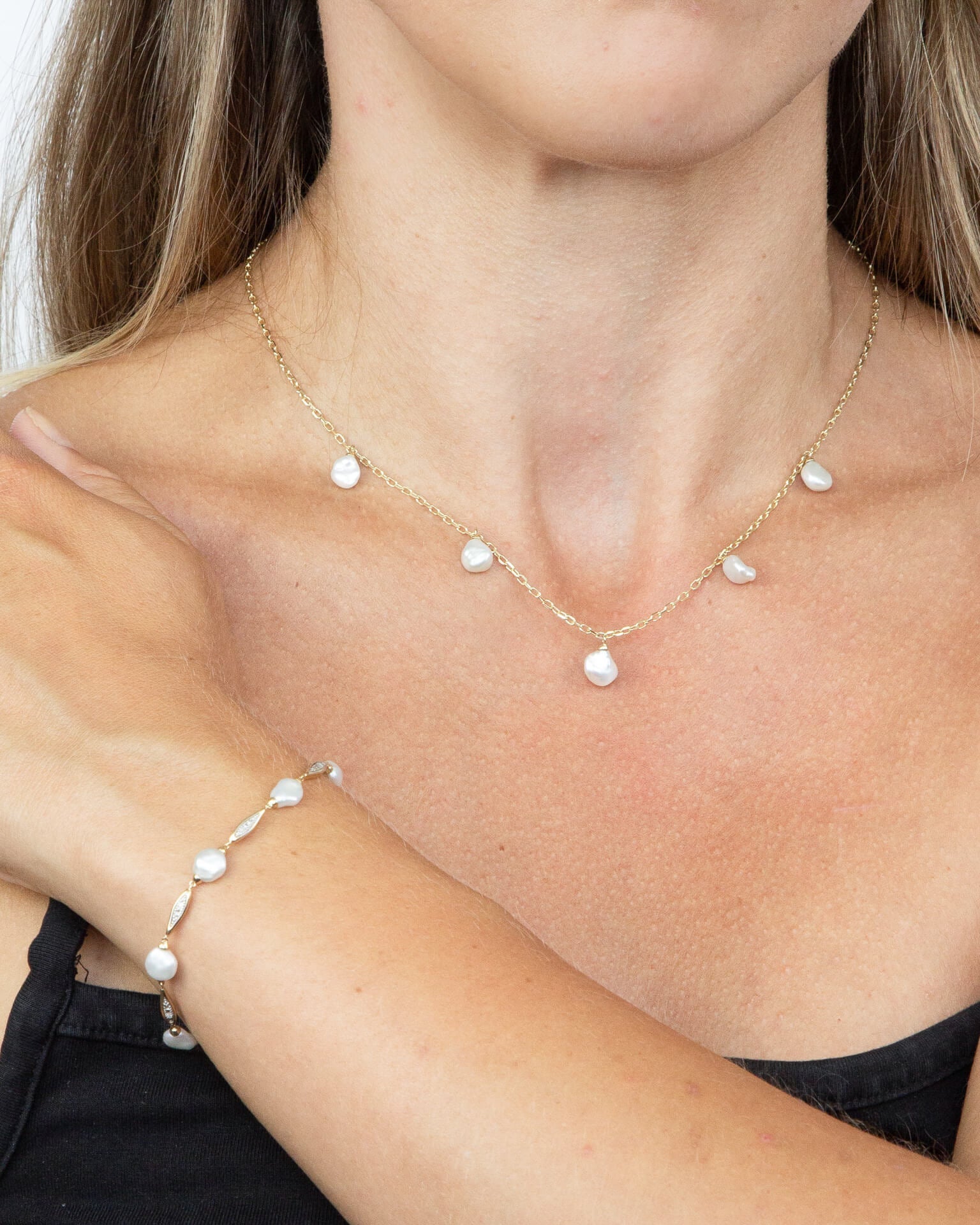 Elements Gold Keshi Pearl Charm Necklace