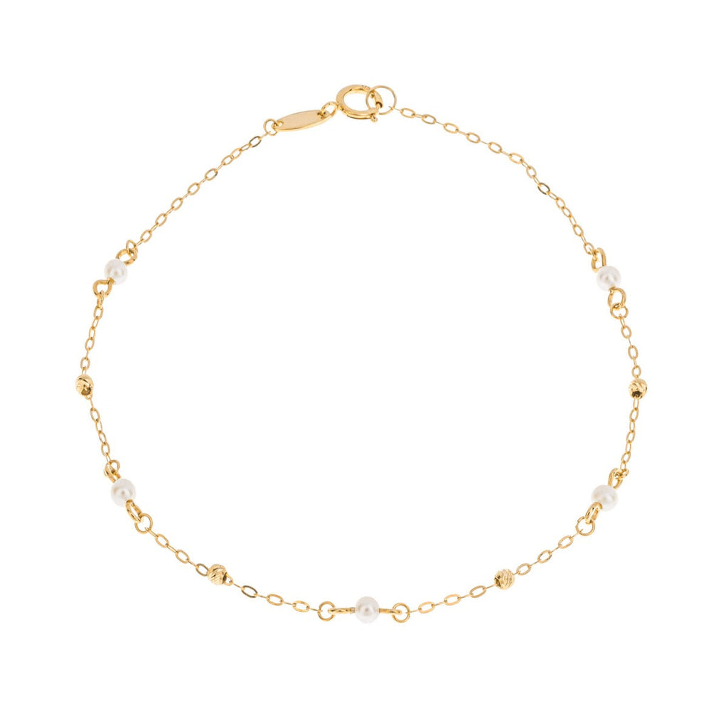 Elements Gold Trace Chain Station Bracelet with Freshwater Pearls
