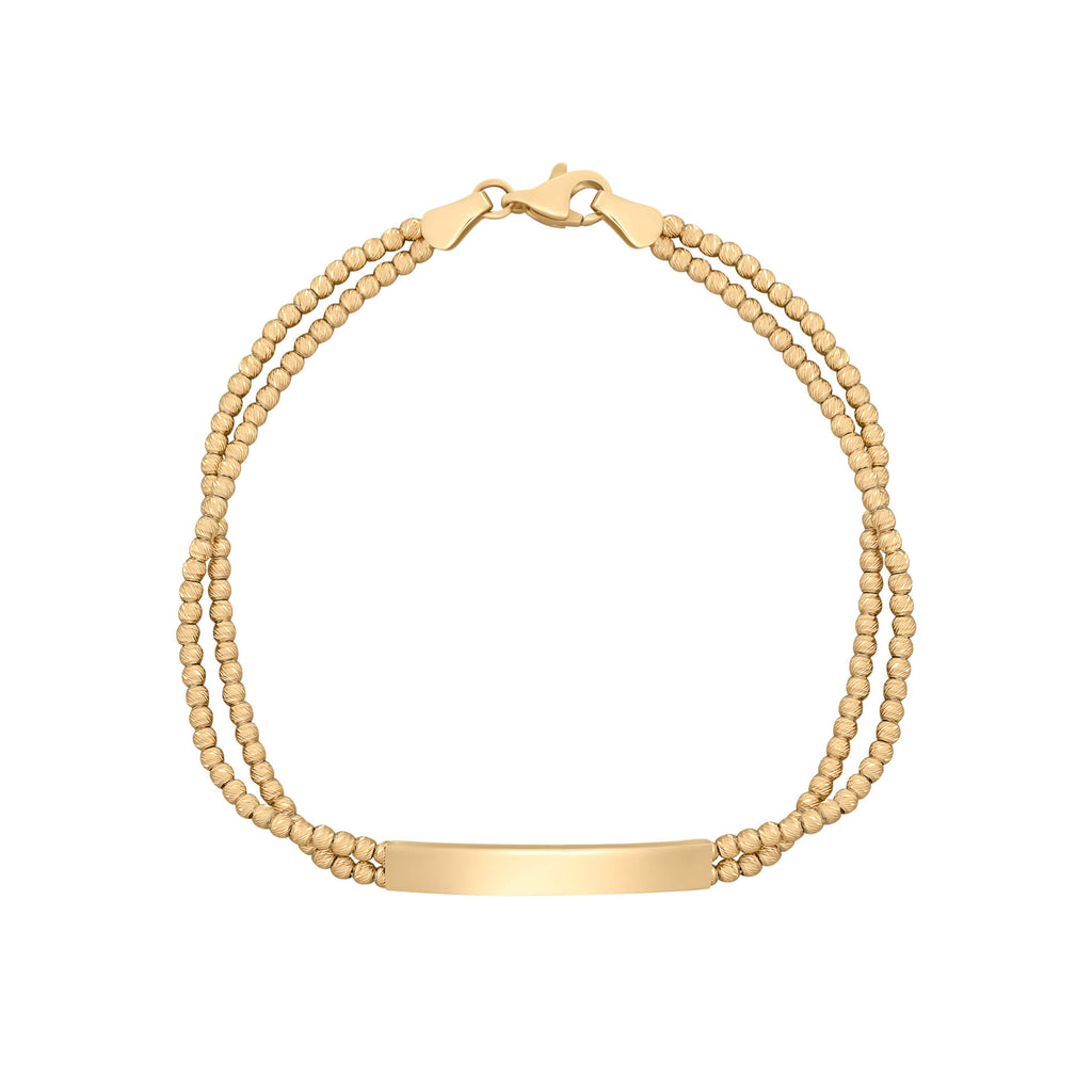 Elements Gold ID Bar Double Bead Chain Bracelet
