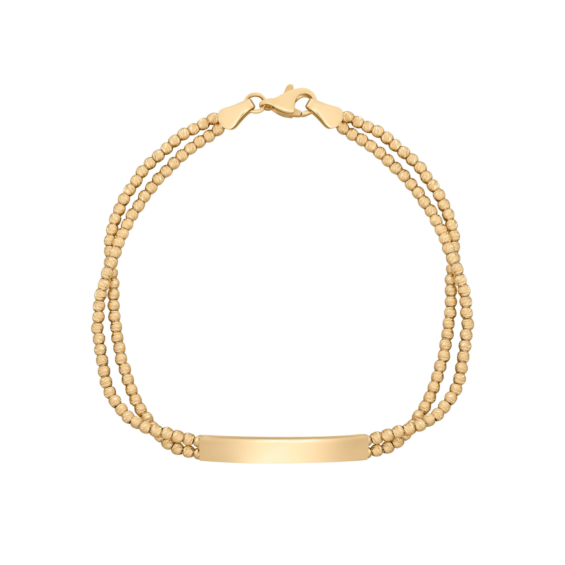 Elements Gold ID Bar Double Bead Chain Bracelet