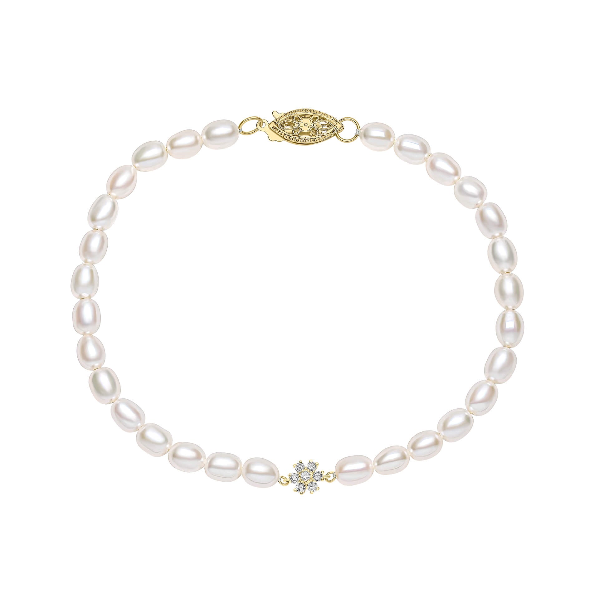 Elements Gold Seed Pearl and Flower Bracelet