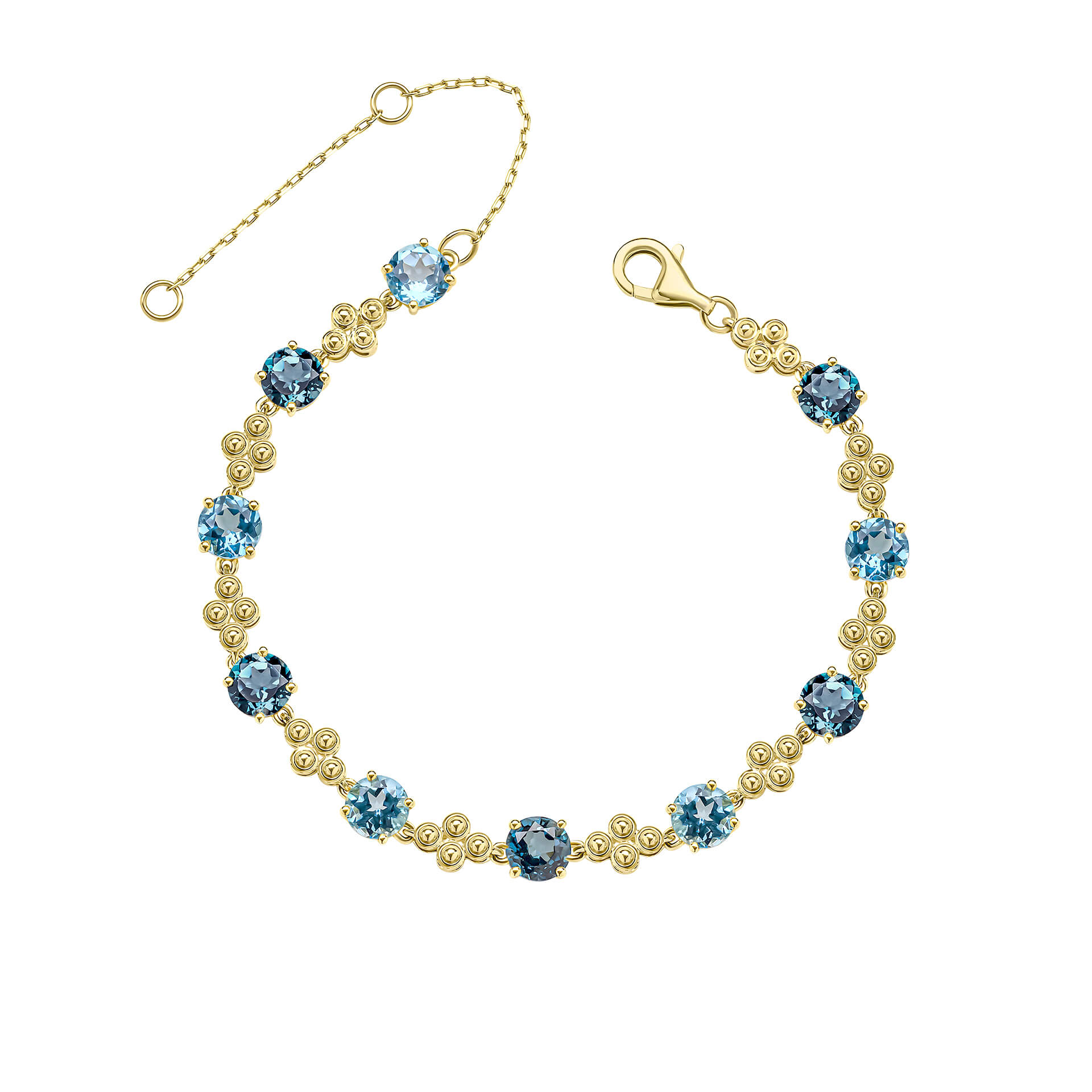 Elements Gold Ornate Blue Topaz Bracelet