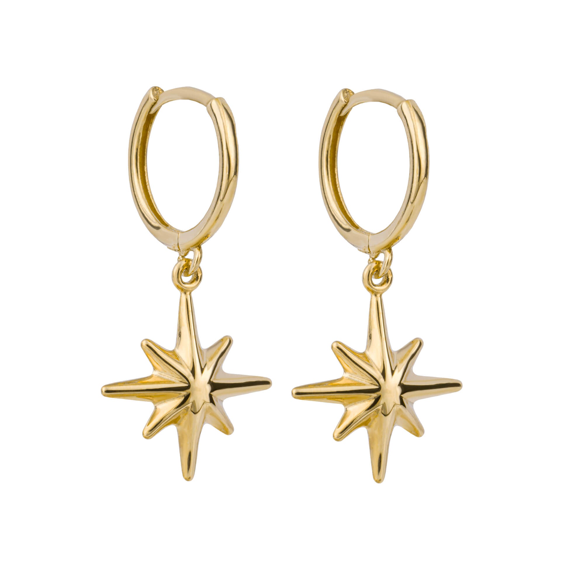 Elements Gold Starburst Charm Hoop Earrings