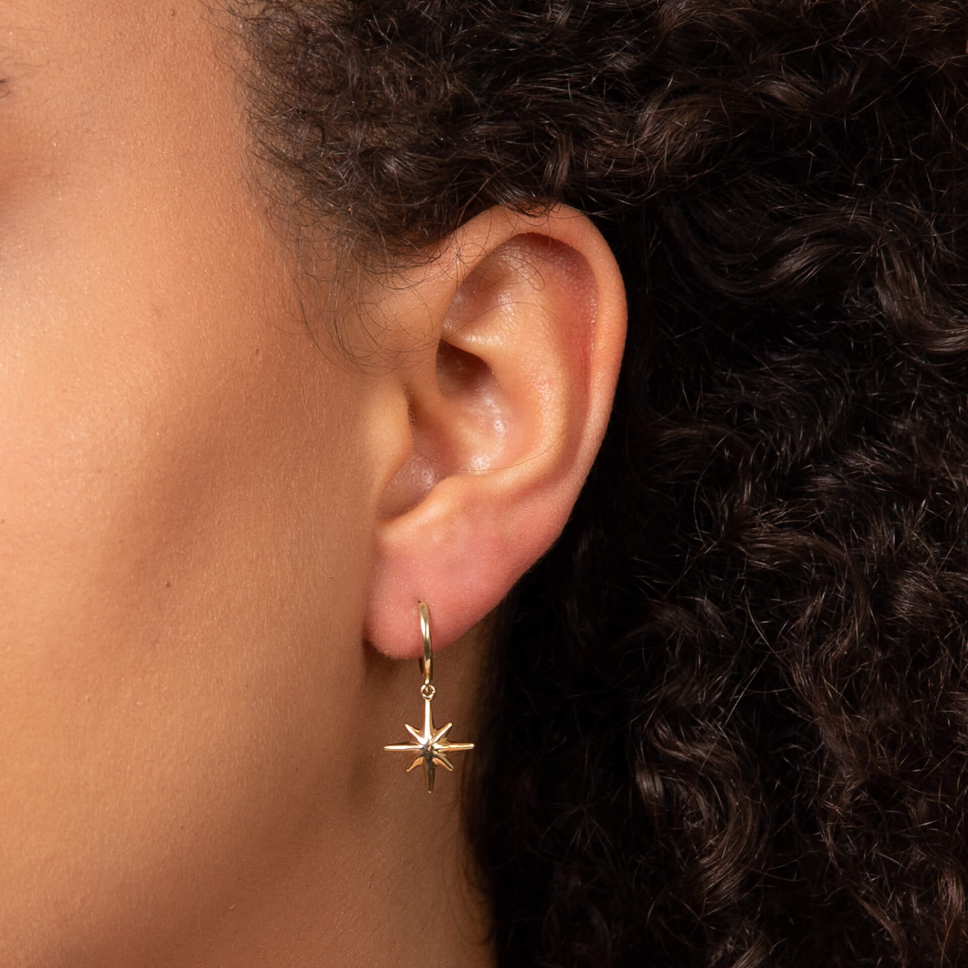 Elements Gold Starburst Charm Hoop Earrings