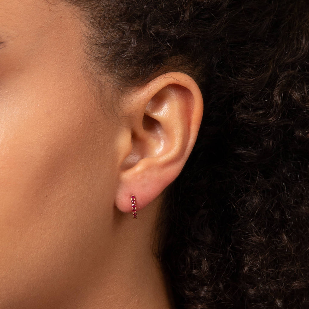 Elements Gold Precious Stone Hoop Earrings