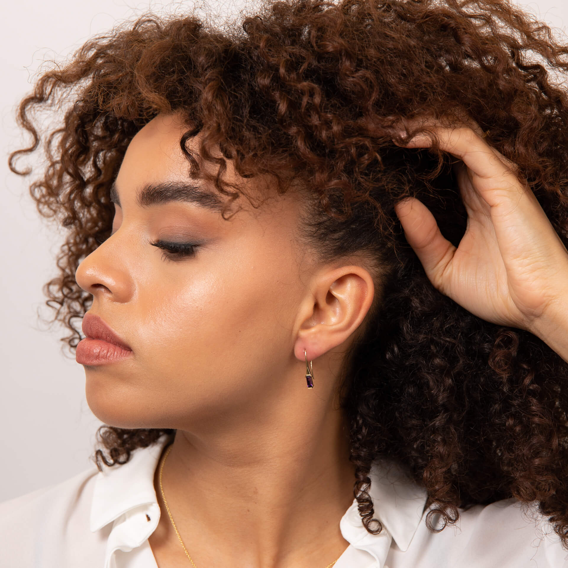Elements Gold Elongated Semi-Precious Hook Earrings