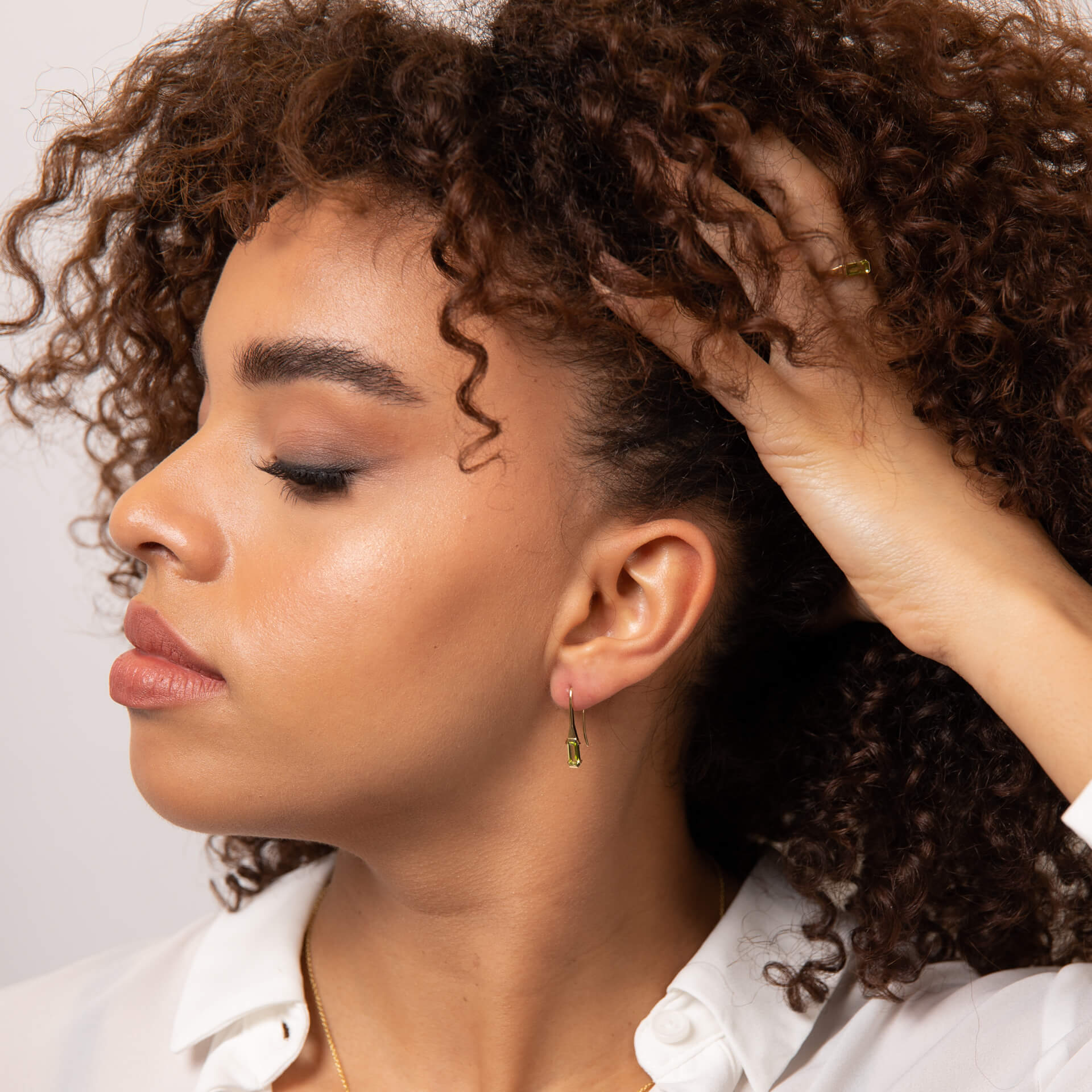 Elements Gold Elongated Semi-Precious Hook Earrings