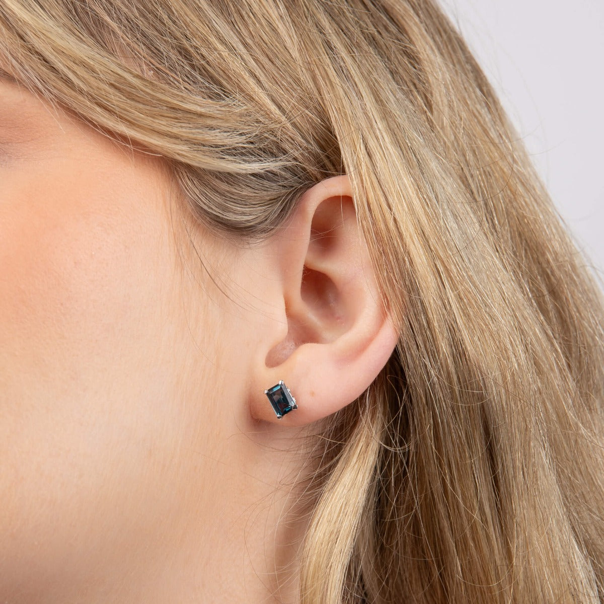 Elements Gold Rectangle London Blue Topaz Earrings