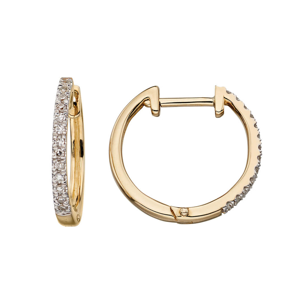 Elements Gold Huggie Hoop Earrings with Pave Diamonds