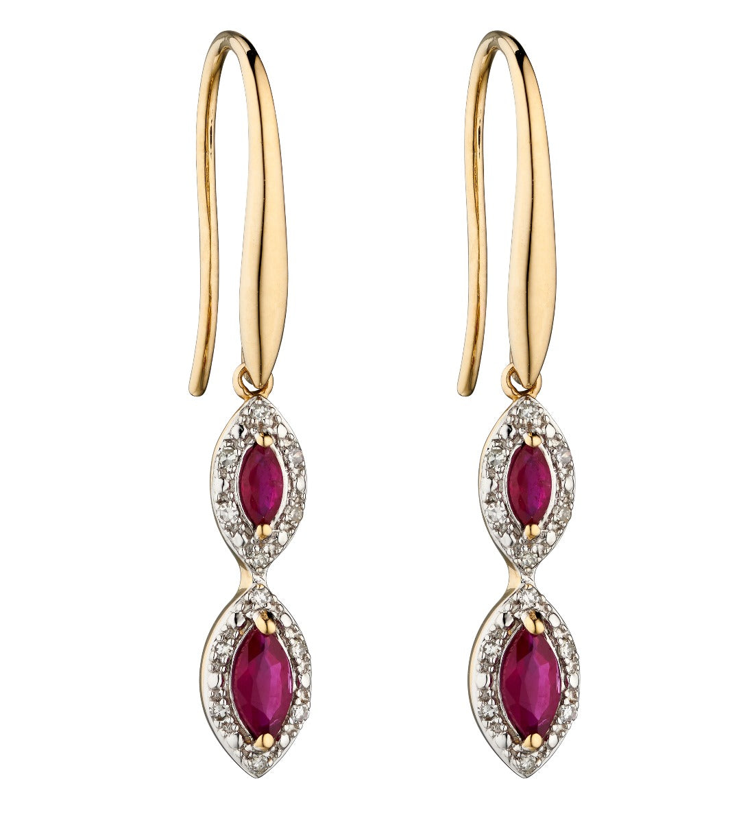 Elements Gold Marquise Double Drop Earrings