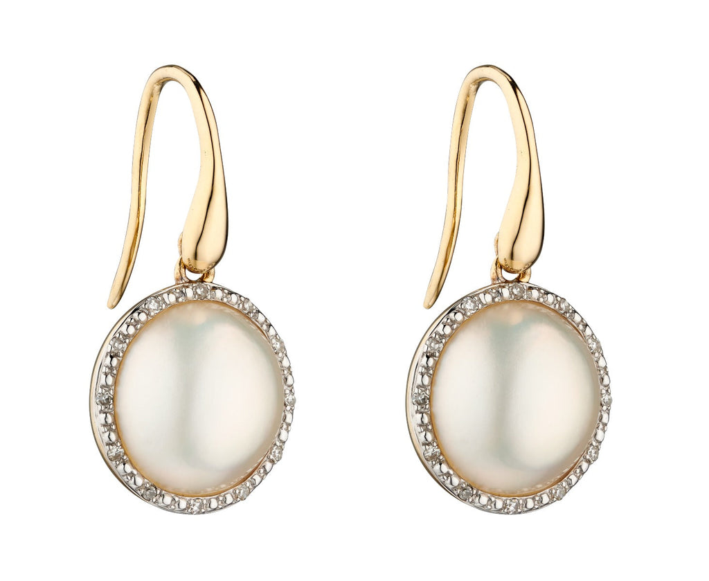 Elements Gold Mabe Pearl and Diamond Earrings