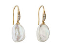 Elements Gold Keshi Pearl Earrings with Diamond Set Hook