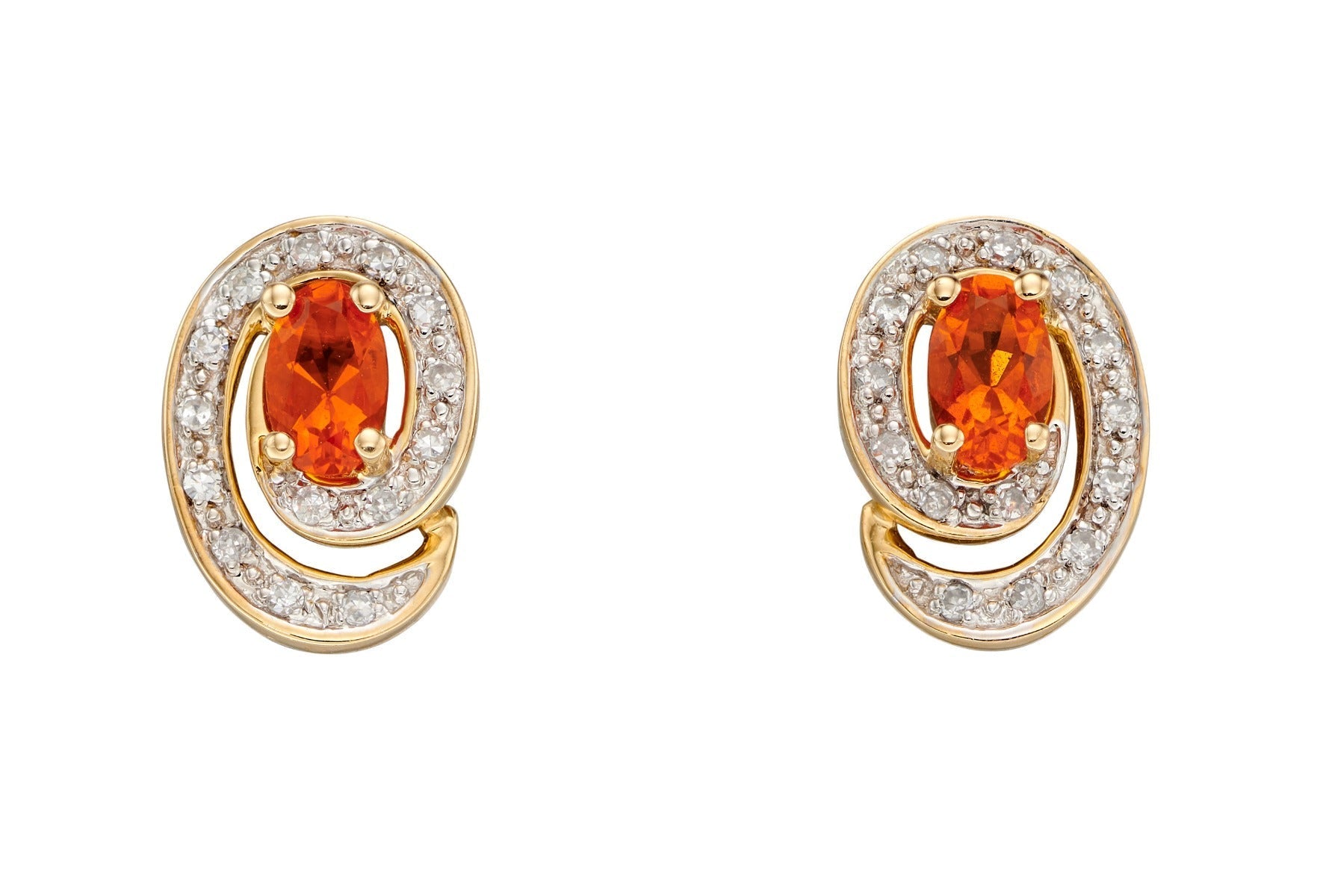 Elements Gold Fire Opal Swirl Earrings with Diamond