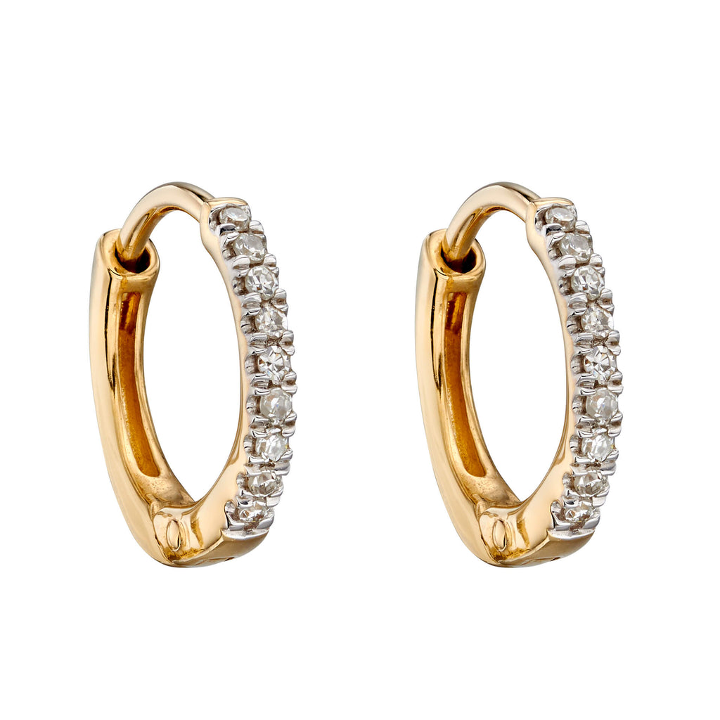 Elements Gold Hoop Earrings with Pave Diamonds