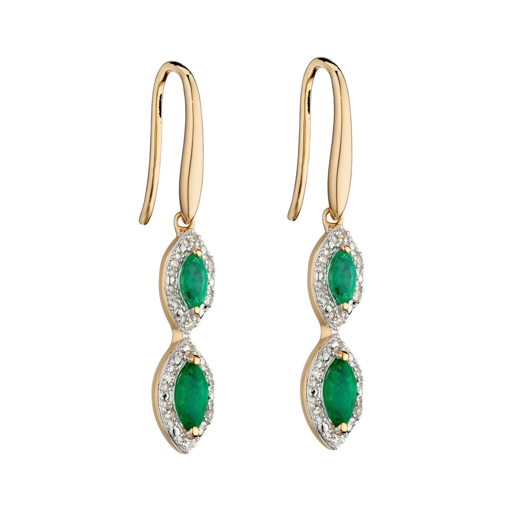 Elements Gold Marquise Double Drop Earrings