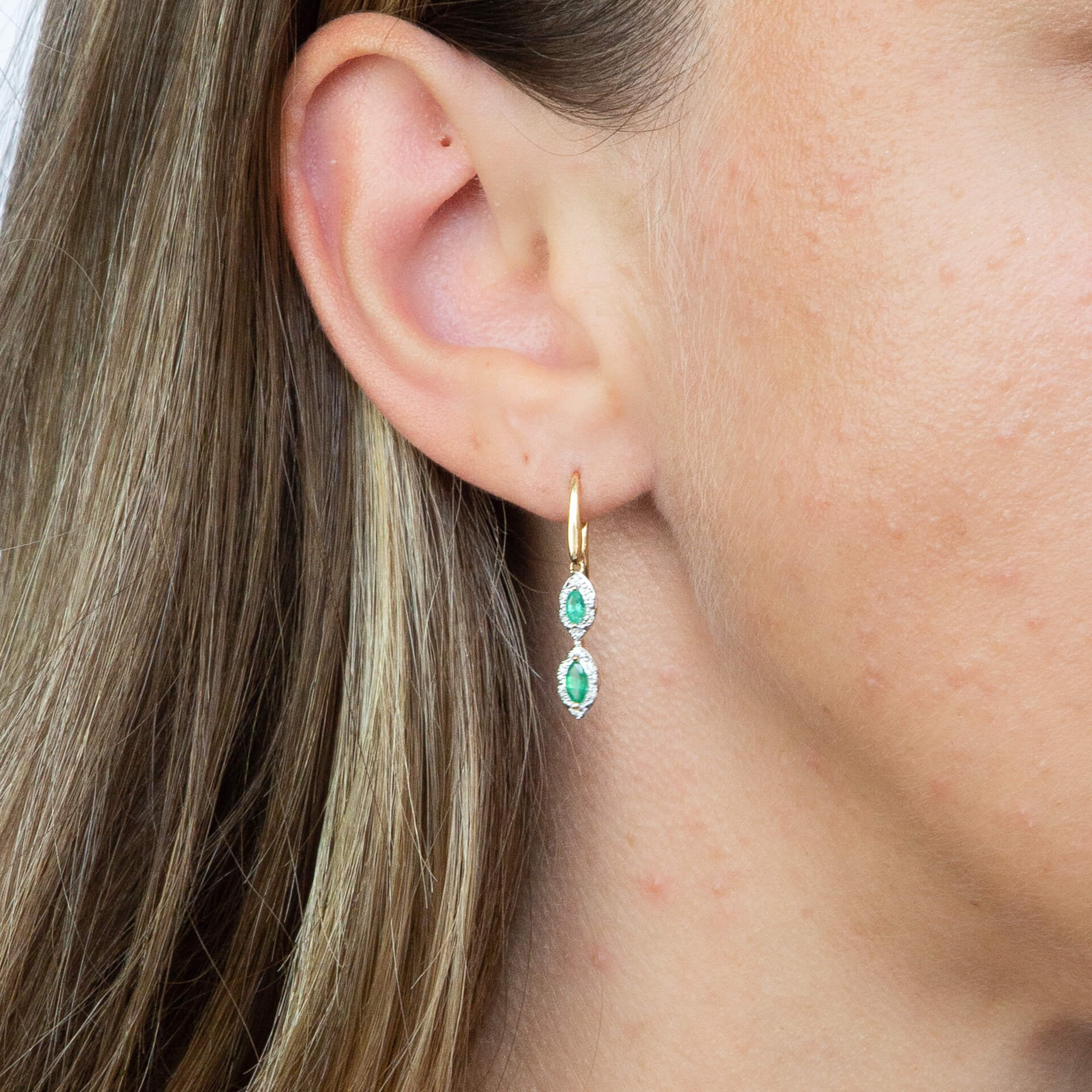 Elements Gold Marquise Double Drop Earrings