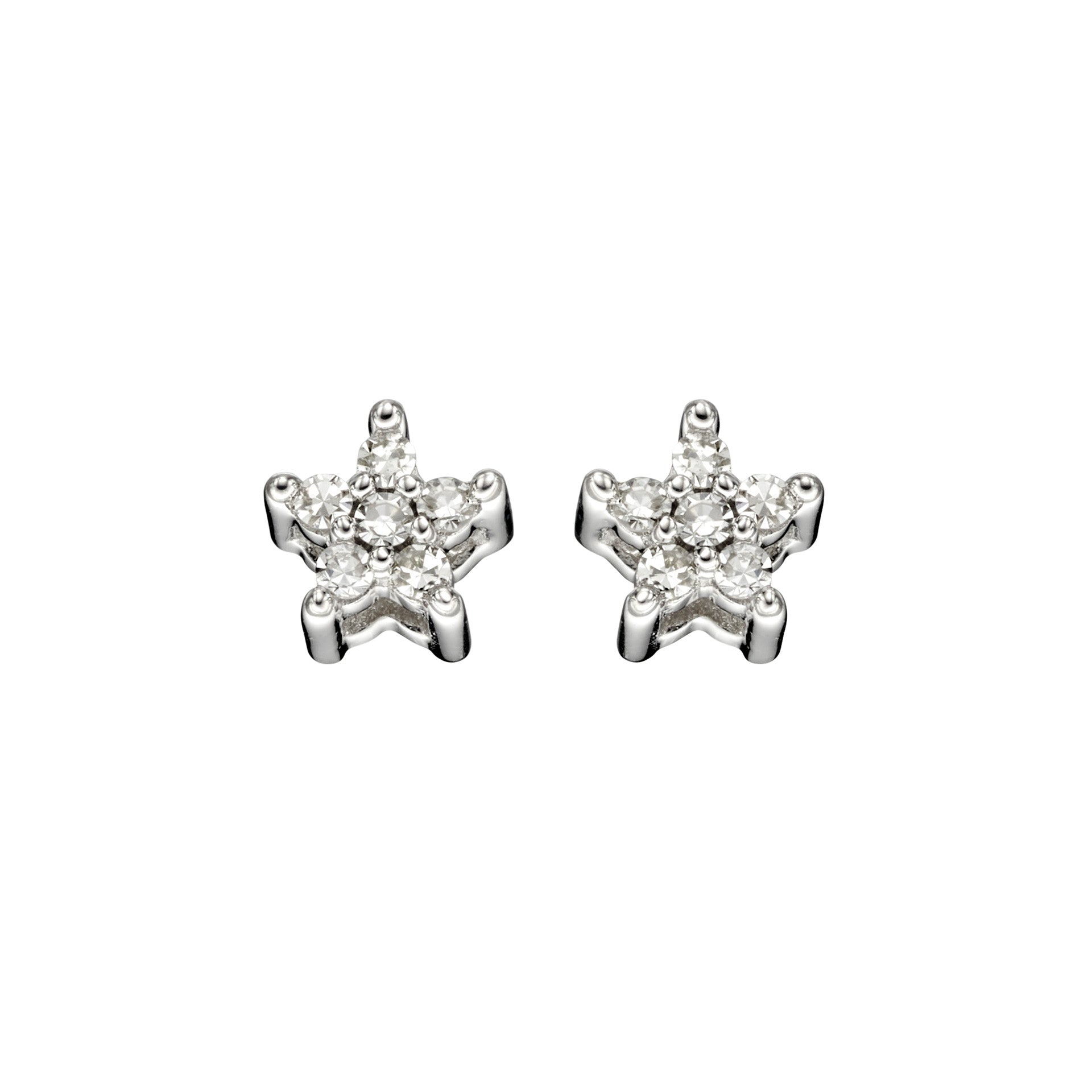 Elements Gold Star Shaped Diamond Stud Earrings