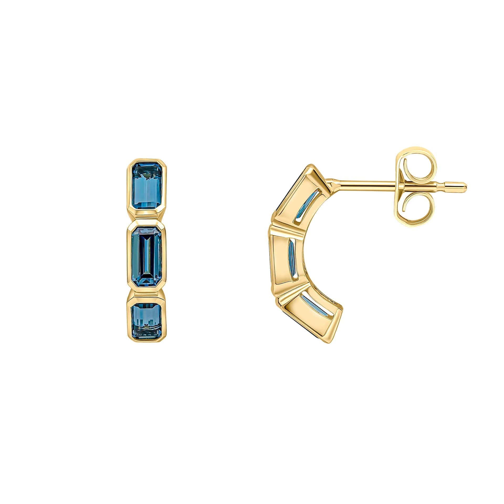 Elements Gold Elongated Topaz Half Hoop Earrings