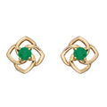 Elements Gold Cut Out Flower Stud Earrings with Emerald