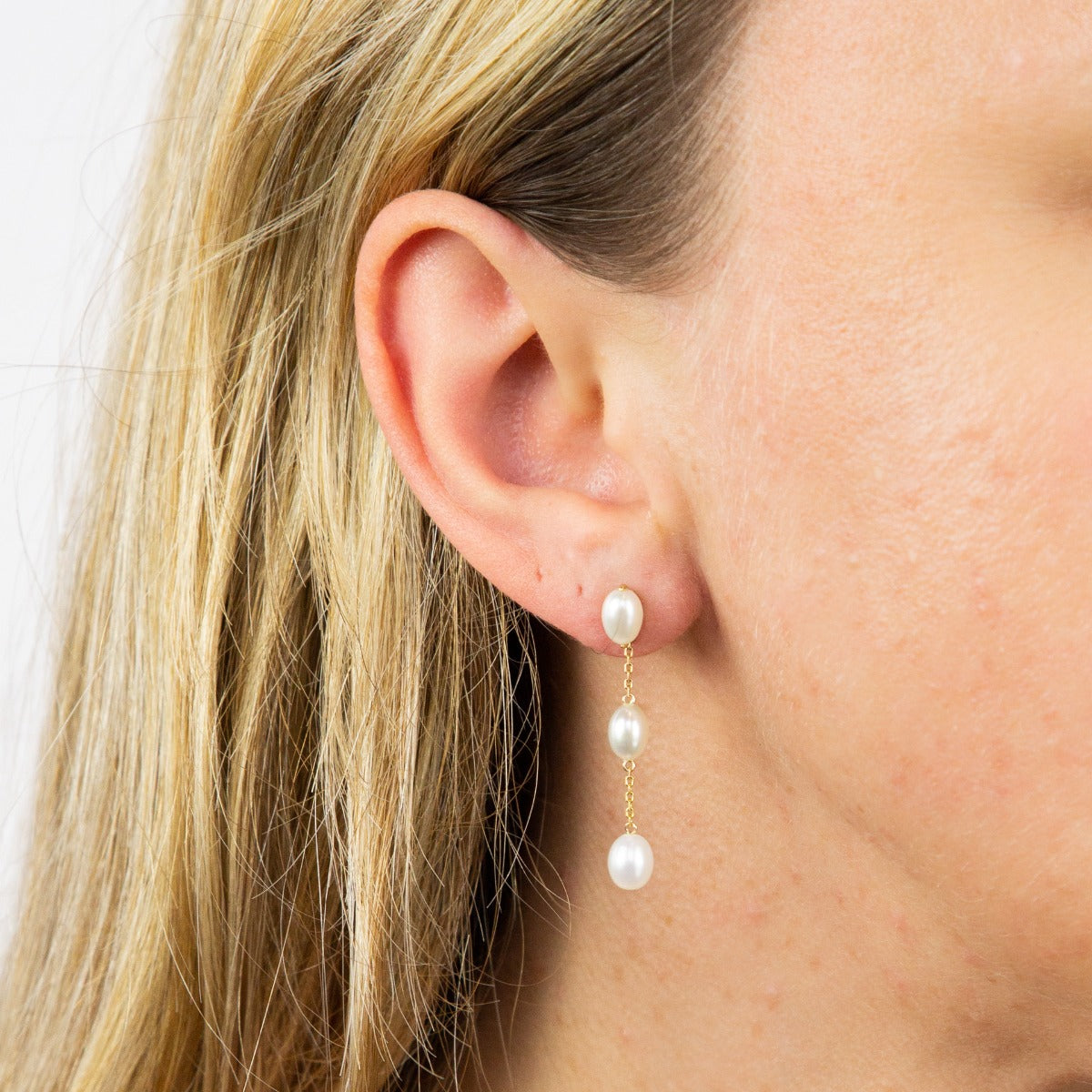 Elements Gold Freshwater Pearl Tier Drop Earrings