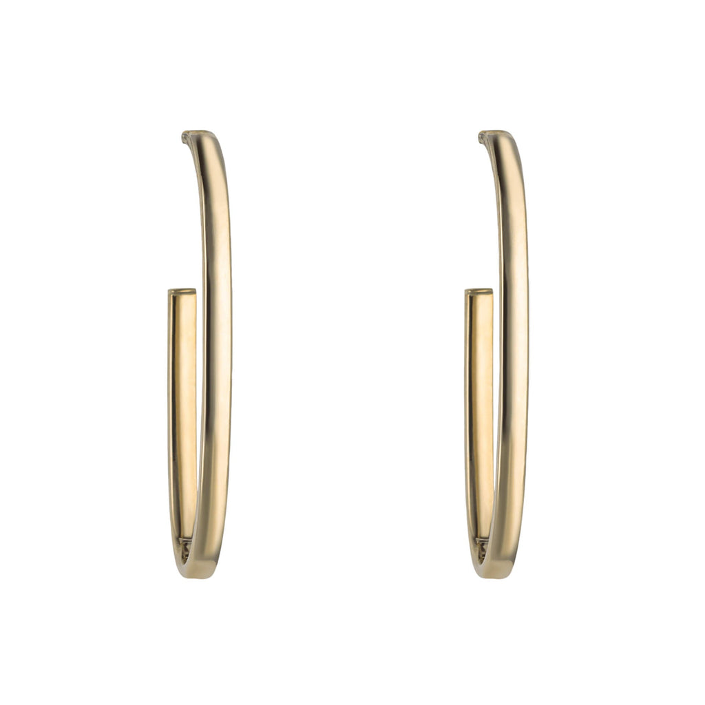 Elements Gold Open Oval 3/4 Hoop Earrings