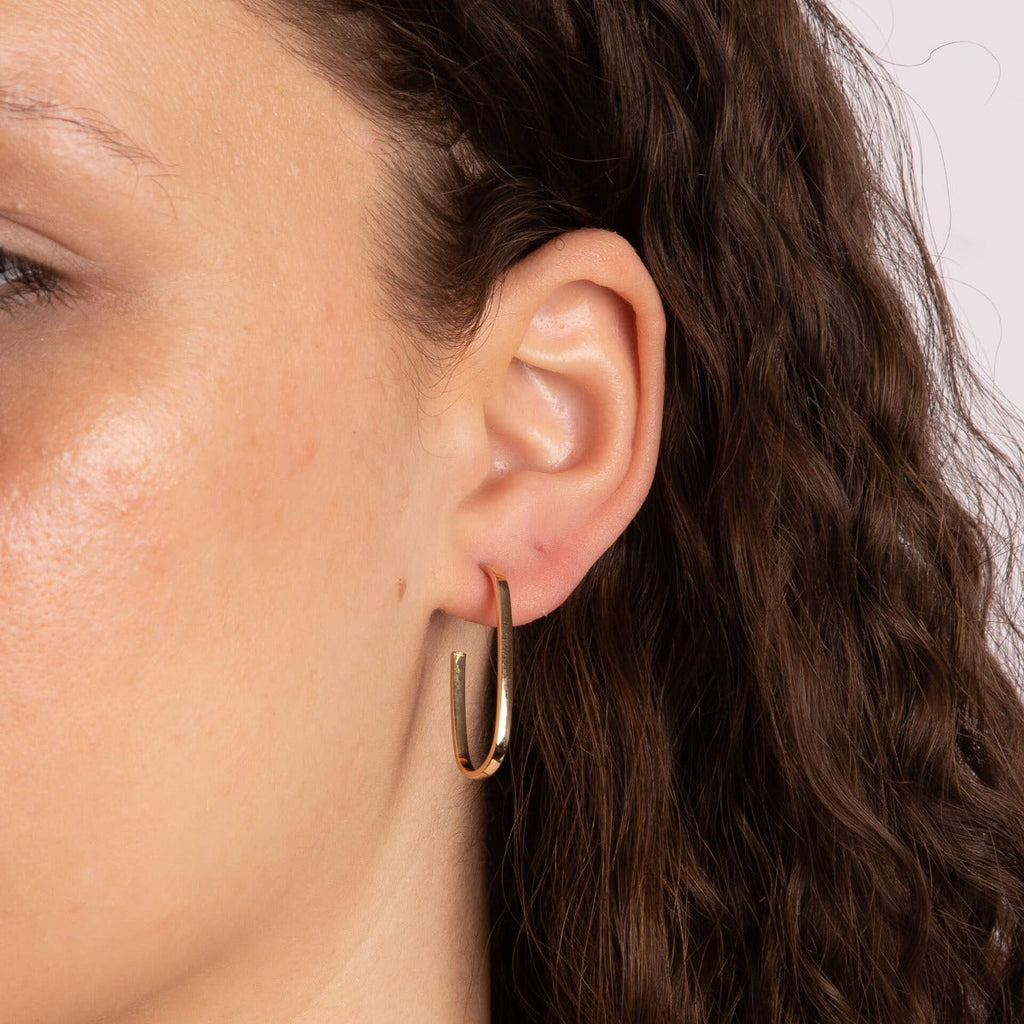 Elements Gold Open Oval 3/4 Hoop Earrings