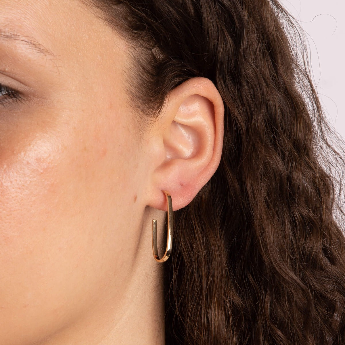 Elements Gold Open Oval 3/4 Hoop Earrings