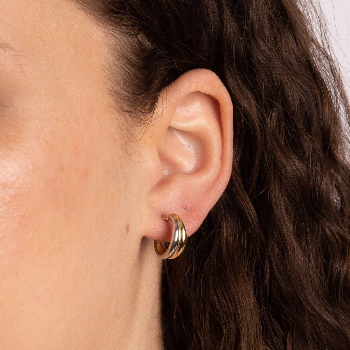 Elements Gold Double Row Hoop Earrings in Mixed Metal