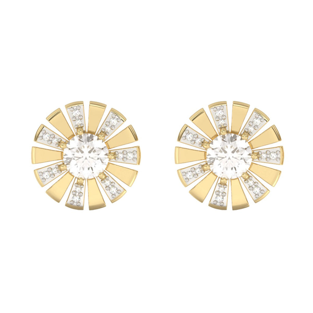 Elements Gold Sunray Earrings with White Topaz and Diamond