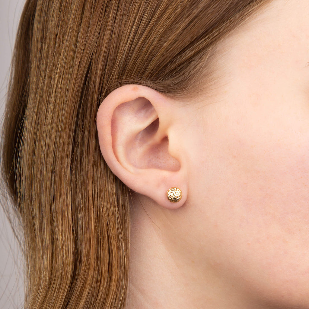 Elements Gold Textured Ball Stud Earrings