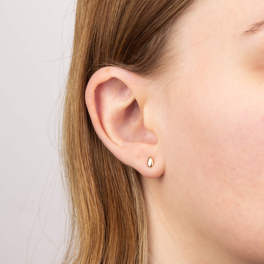 Elements Gold Plain Teardrop Stud Earrings